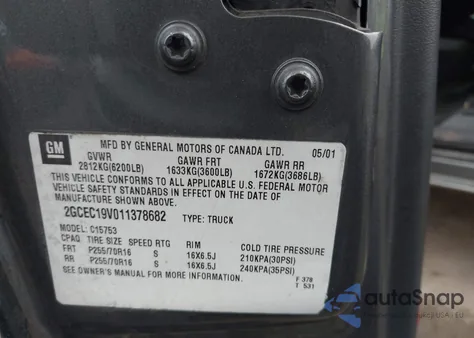 2001 Chevrolet Silverado 1500 Ls from USA, damaged, VIN 2GCEC19V011378682